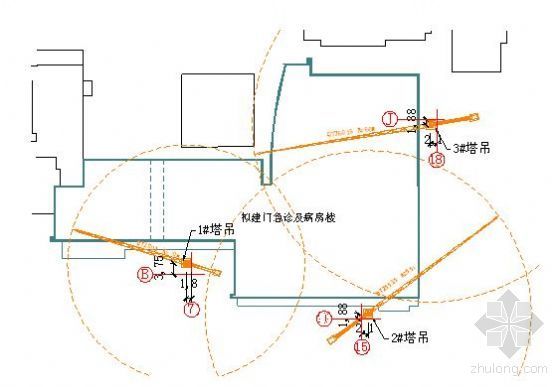 塔吊平面布置方案资料下载-北京某医院病房楼施工现场总平面布置方案