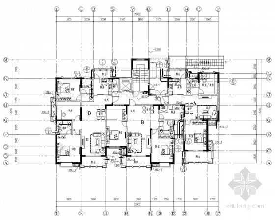 [安徽]某大学研究生公寓给排水图纸-10#一层给排水及消防平面图 