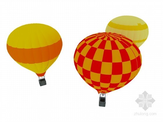 彩色平面图材质素材资料下载-彩色热气球3D模型下载