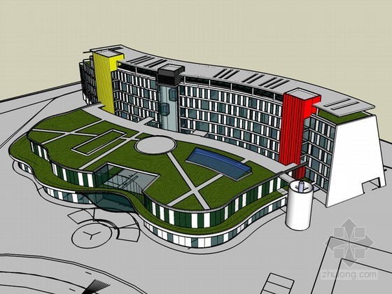 西藏旅馆模型资料下载-旅馆建筑SketchUp模型下载
