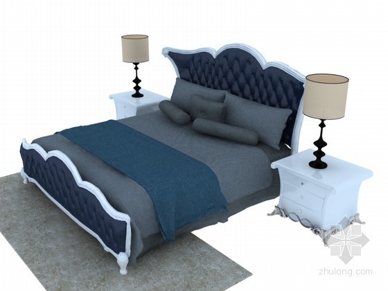 欧式床图纸资料下载-舒适欧式床3D模型下载