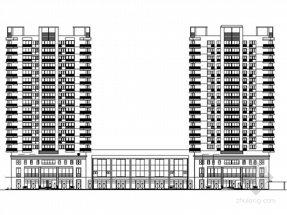 陕西高层住宅建筑立面设计资料下载-[陕西]现代风格高层住宅区设计施工图（含人防）