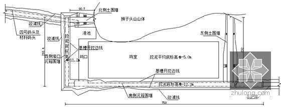 [辽宁]大型船舶建造设施项目船坞及码头工程施工组织设计370页(图文并茂)-水下挖泥平面示意图