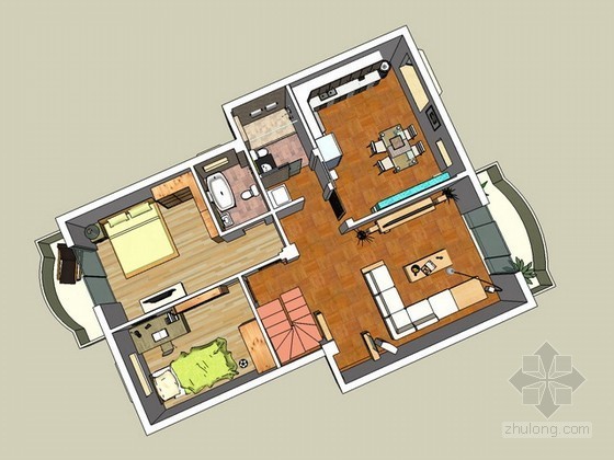 室内家居空间sketchup模型下载-室内家居空间 