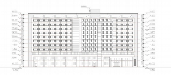 [南昌]酒店式折形体块留学生公寓建筑设计方案文本-酒店式折形体块留学生公寓建筑立面图