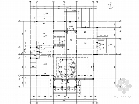 两层框架结构私人别墅建筑结构全套图-一层平面