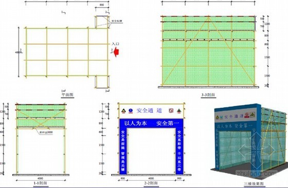 房建工程施工现场安全文明施工标准化图册-安全通道防护做法 