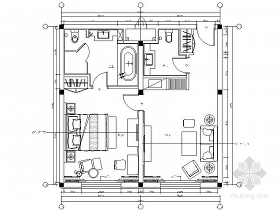 青岛中式装修资料下载-[青岛]国际性海港新中式酒店套房施工图（含效果）