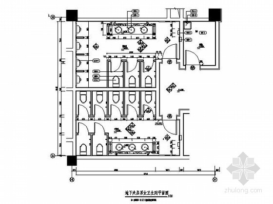 玻璃卫生间施工图资料下载-酒店地下夹层男女卫生间施工图