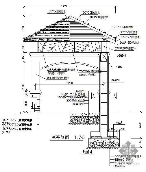 某木凉亭结构图- 