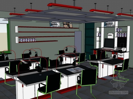 绘图室设计资料下载-公共绘图室sketchup模型下载