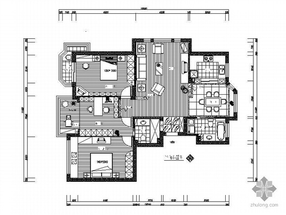 住宅三室两厅两卫资料下载-三室两厅两卫设计图