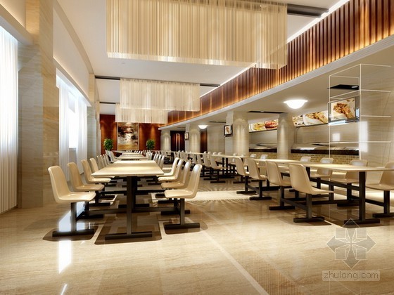 深圳员工餐厅cad资料下载-现代风格员工餐厅3d模型下载