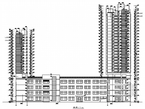 [广东]某二十四层商住楼建筑施工图（含效果图）-立面图 