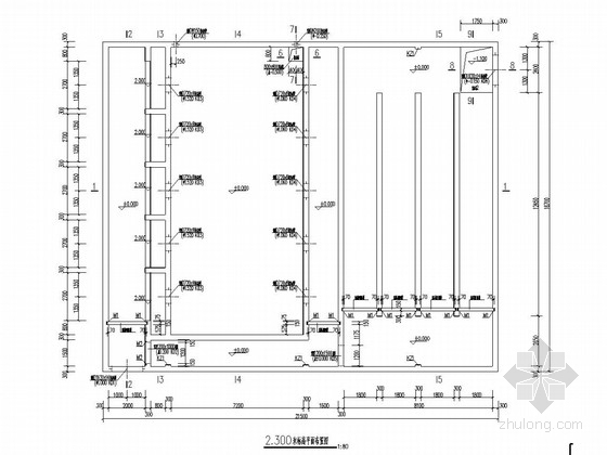 污水处理厂各建筑物及构筑物结构施工图-过滤消毒池结构布置图(一) 