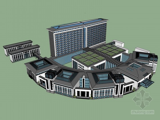 大型医院建筑项目管理资料下载-大型医院建筑SketchUp模型下载
