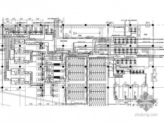 [上海]住宅小区能源中心设计施工图(冰蓄冷系统 供热系统 生活热水系统)-机房接管布置大样图