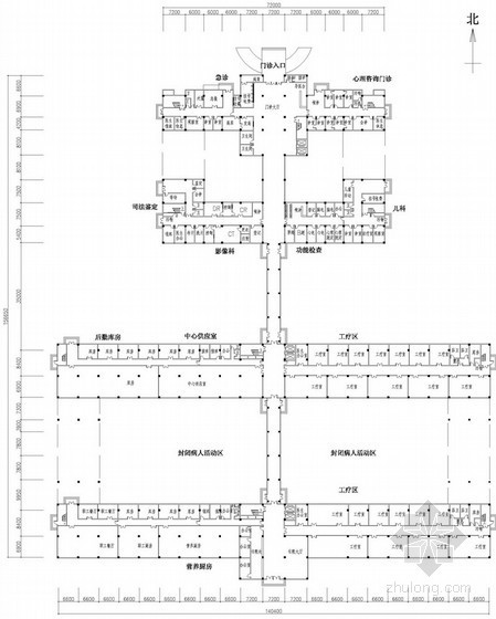小型专科医院设计资料下载-某四层500床规模精神卫生专科医院建筑方案图