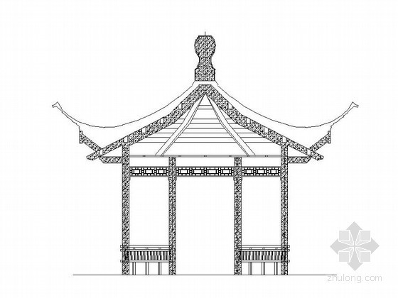 中式建筑翘角节点大样资料下载-中式古典六角亭施工大样