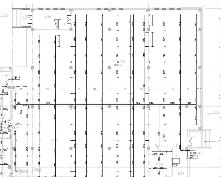 行政楼给排水施工图-一层喷淋平面图