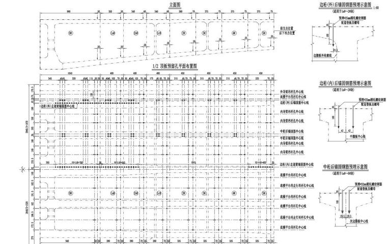 挂篮施工设计施工图纸（PDF，124页）-中跨箱梁预埋筋及预留布置图
