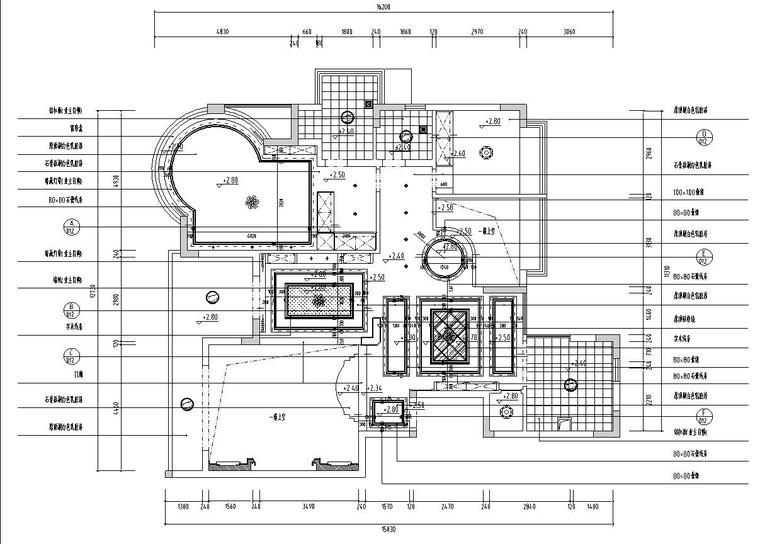 远辰山水一号居住区区复式楼施工图设计（CAD+实景图）-天花布置图