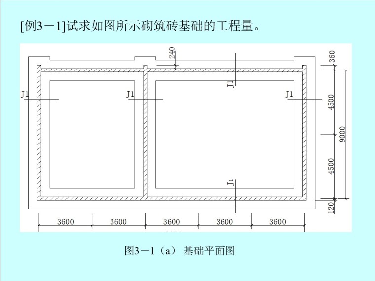 砌筑工程量计算规则及实例-3、求如图所示砌筑砖基础的工程量