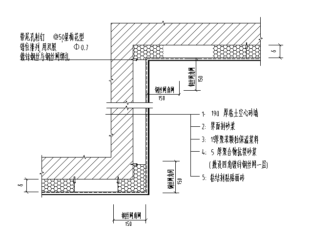 各种建筑构造做法节点详图汇总-基层为面砖饰面外墙保温大样