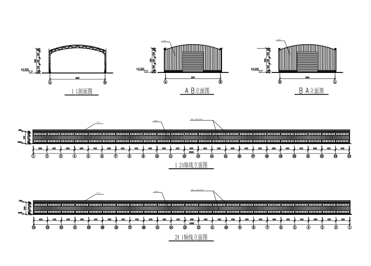 门CAD加工图资料下载-钢结构温室蔬菜大棚施工图（CAD、8张）