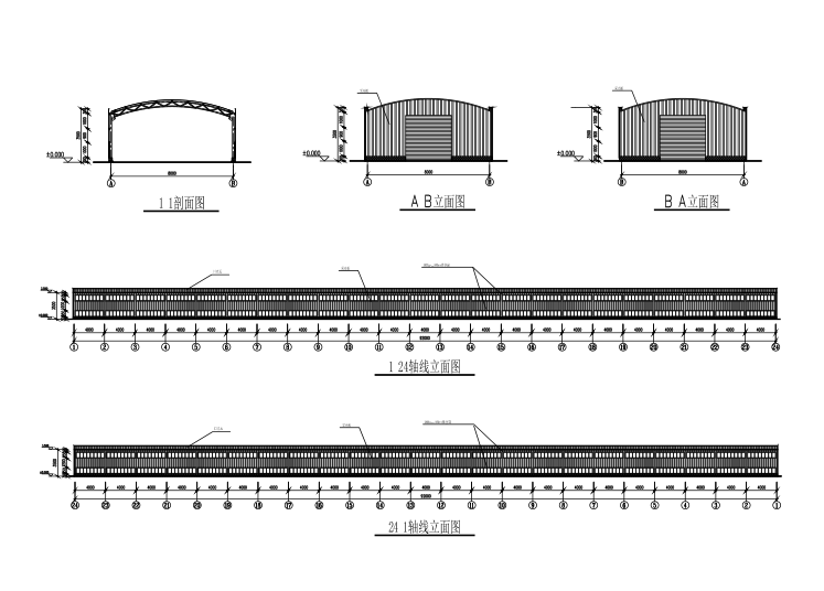 预埋件剖面资料下载-钢结构温室蔬菜大棚施工图（CAD、8张）