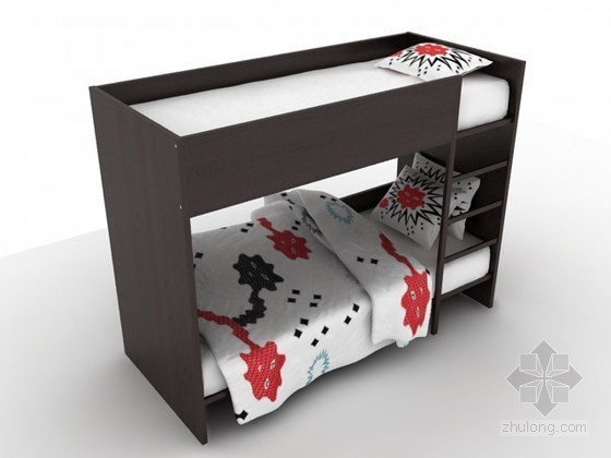 室内儿童三层高低床资料下载-儿童床3d模型下载