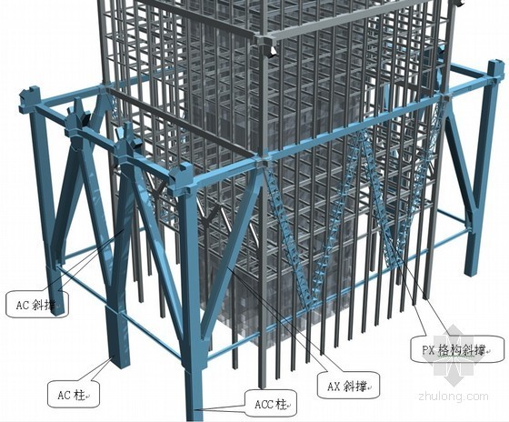 [广东]超高层混合结构地标性办公楼总承包施工组织设计（900余页，效果图丰富）-桁架筒结构效果图 