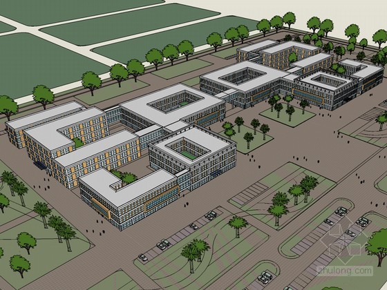 学校模型sketchup资料下载-学校教学楼SketchUp模型下载