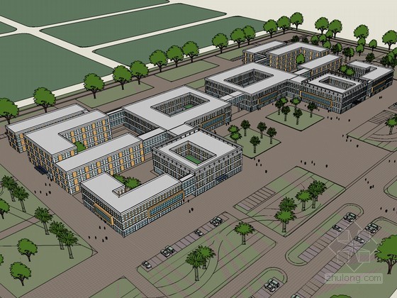 大学建筑教学楼模型资料下载-学校教学楼SketchUp模型下载