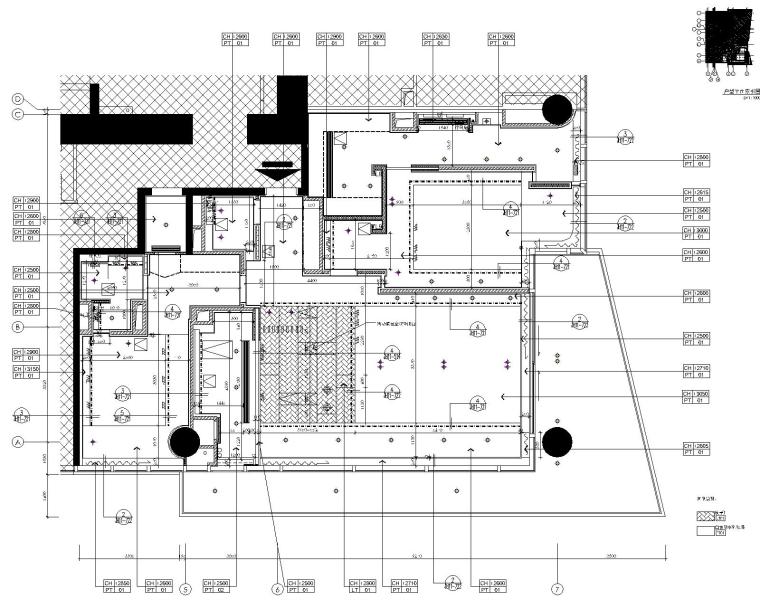 [李玮珉]深圳湾一号-豪华两居室样板间室内装修设计施工图（CAD）-6天花平面图