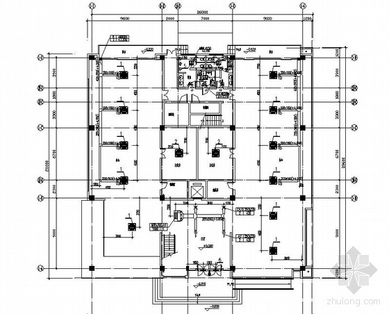 7层办公楼核心筒平面图资料下载-某四层办公楼空调平面图