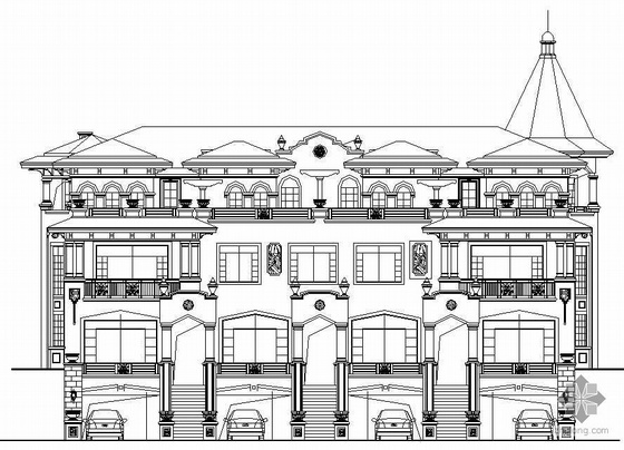 湖南建筑图资料下载-[湖南]某三层欧式别墅建筑扩初图