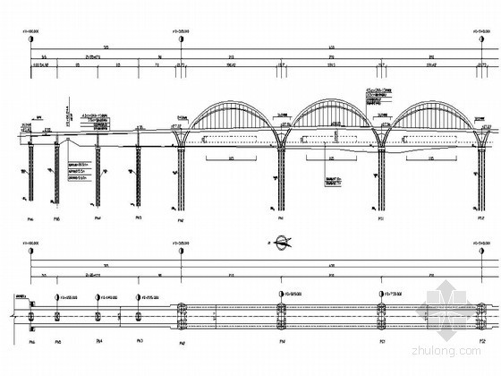 钢拱肋支架资料下载-三孔结合梁-钢拱组合体系拱桥拼装支架专项方案(附CAD)