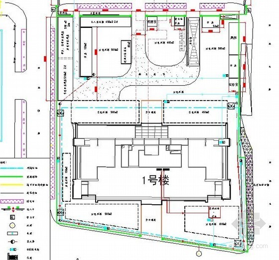 高层办公楼平面布置图资料下载-[北京]高层办公楼施工现场平面布置图（结构、装修）
