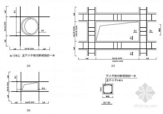 墙上开孔附加筋示意图