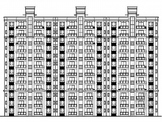 高层经济适用房户型资料下载-某十二层一梯二经济适用房单体建筑施工图（南梯）