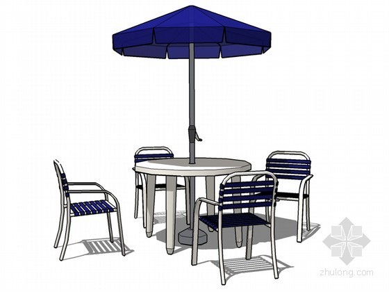 户外桌椅休闲资料下载-户外休闲桌椅SketchUp模型下载