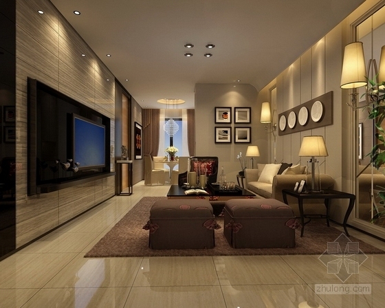 [郑州]时尚简约都市风情两居室样板房装修图（含效果）客厅效果图