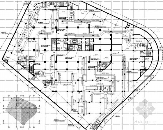 [福建]超高层综合建筑暖通空调通风防排烟系统施工图（著名设计院 含人防、换热站）-通风及排烟平面图 