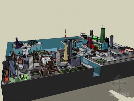 城市建筑群草图模型资料下载-现代建筑群SketchUp模型下载