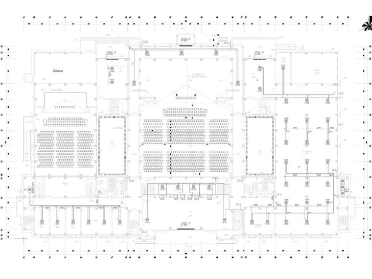 [江苏]多层教育行政综合楼空调通风及防排烟系统设计施工图-一层空调管道平面图.jpg