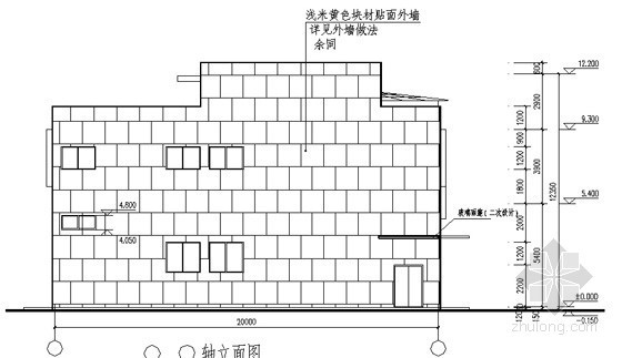 [盱眙县穆店]某国际商贸物流接待中心建筑施工图-侧立面图