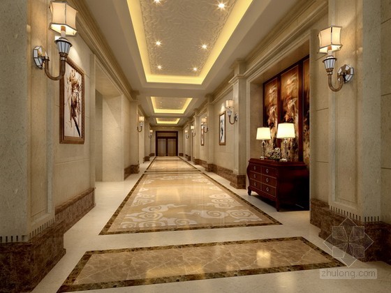 酒店走廊地毯贴图资料下载-走廊3d模型下载