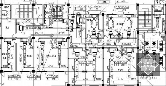 某办公综合楼空调设计施工图（办公用房、康乐设施、客房、餐饮，体育馆）-通风局部平面图