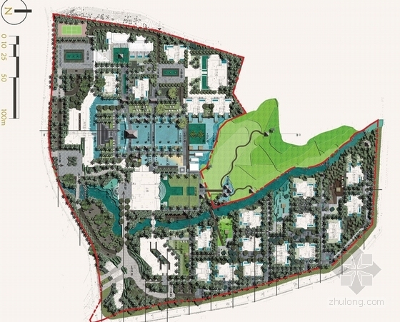 [海南]东南亚温泉度假村景观规划设计方案-总平面图
